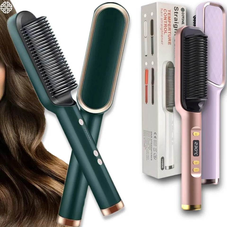 Portable 2-in-1 Hair Straightener Brush